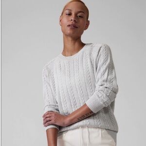 Athleta Crossroads Crew Metallic Cable Sweater Size Small